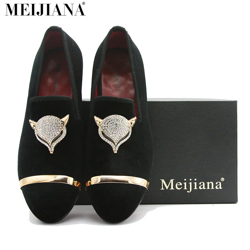 Men's Black Leather Loafers with Gold Cap Toe and Wing Metal Emblem Slip-On Formal Smoking Shoes