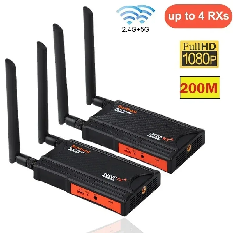 5.8Ghz 200M Wireless HDMI Extender 1 To 4 Splitter Video Transmitter Receiver Screen Share for PS4 DVD Camera PC TV Monitor