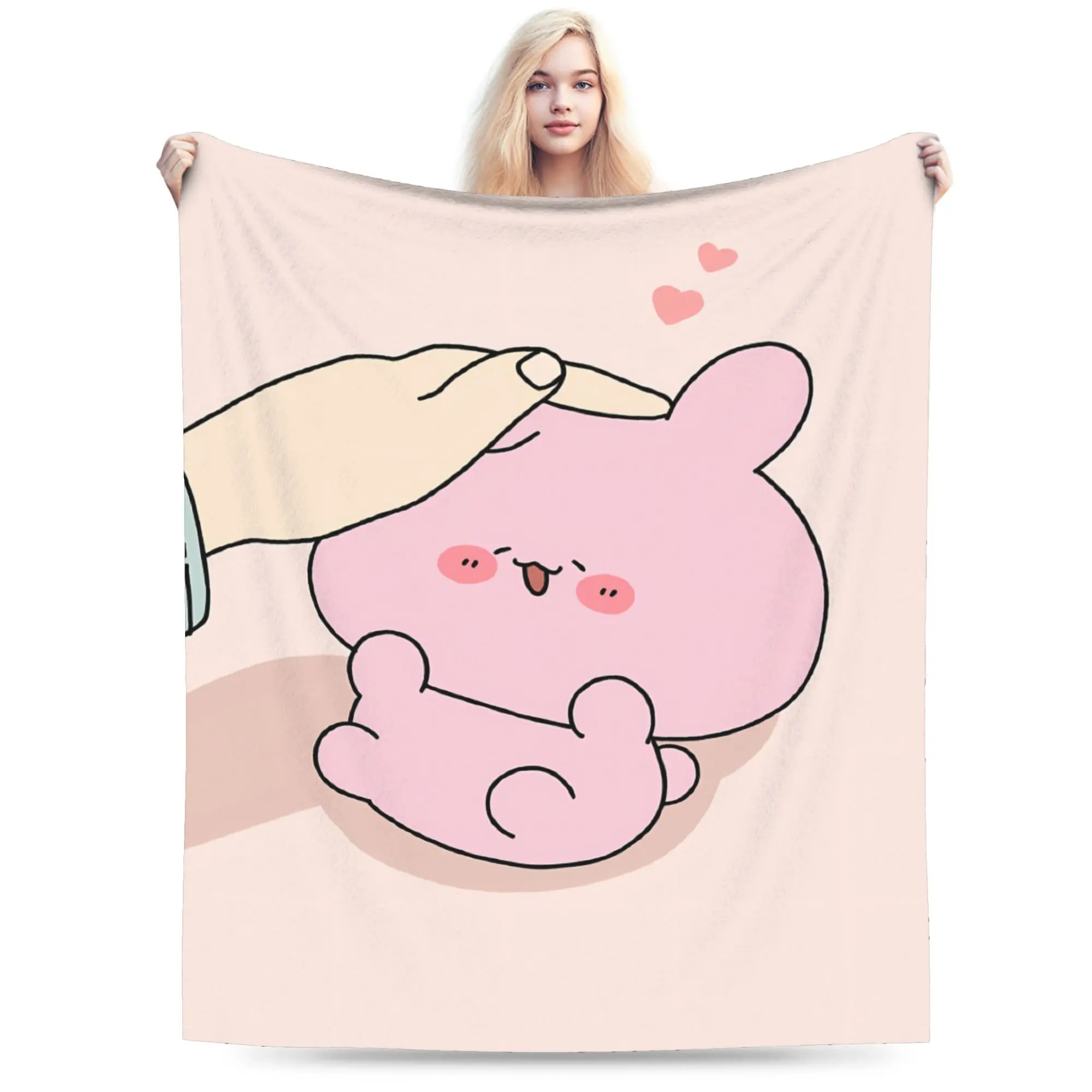 A-Asamimichaan Asleep Cute Asamimi Flannel Blanket Winter  Soft Durable Throw Blanket for Students Couch Bed Sofa Bed Cover