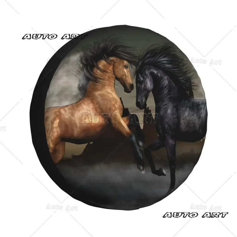 

Custom Funny Horse Spare Tire Cover for Animal 4WD 4x4 Trailer Car Wheel Protectors 14" 15" 16" 17" Inch