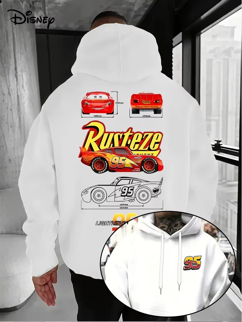 Disney Men's Women's 95 McQueen Hoodie Car Movie Pullover Loose Hoodie Birthday Party Costume Long Sleeve Sweatshirts Autumn Top