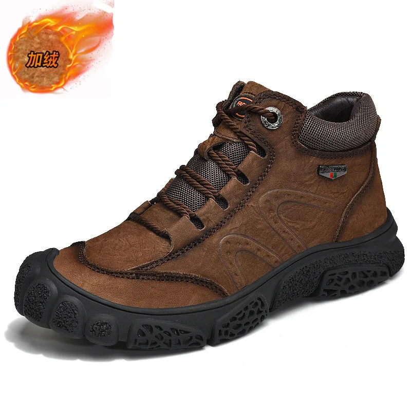 الشتاء المخملية أحذية سميكة في الهواء الطلق عالية أعلى الثلوج أحذية عادية أحذية مضادة للماء الخريف حذاء للسير مسافات طويلة الرجال أحذية قطنية بوتاس Zapatos #5