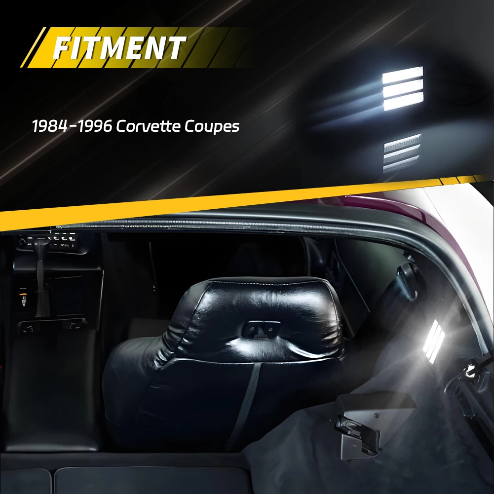 2Pcs Rear Interior Light Trunk Hatch Compartment Cargo Courtesy Light Dome Light W/White LED For 1984-1996 Chevrolet Corvette C4