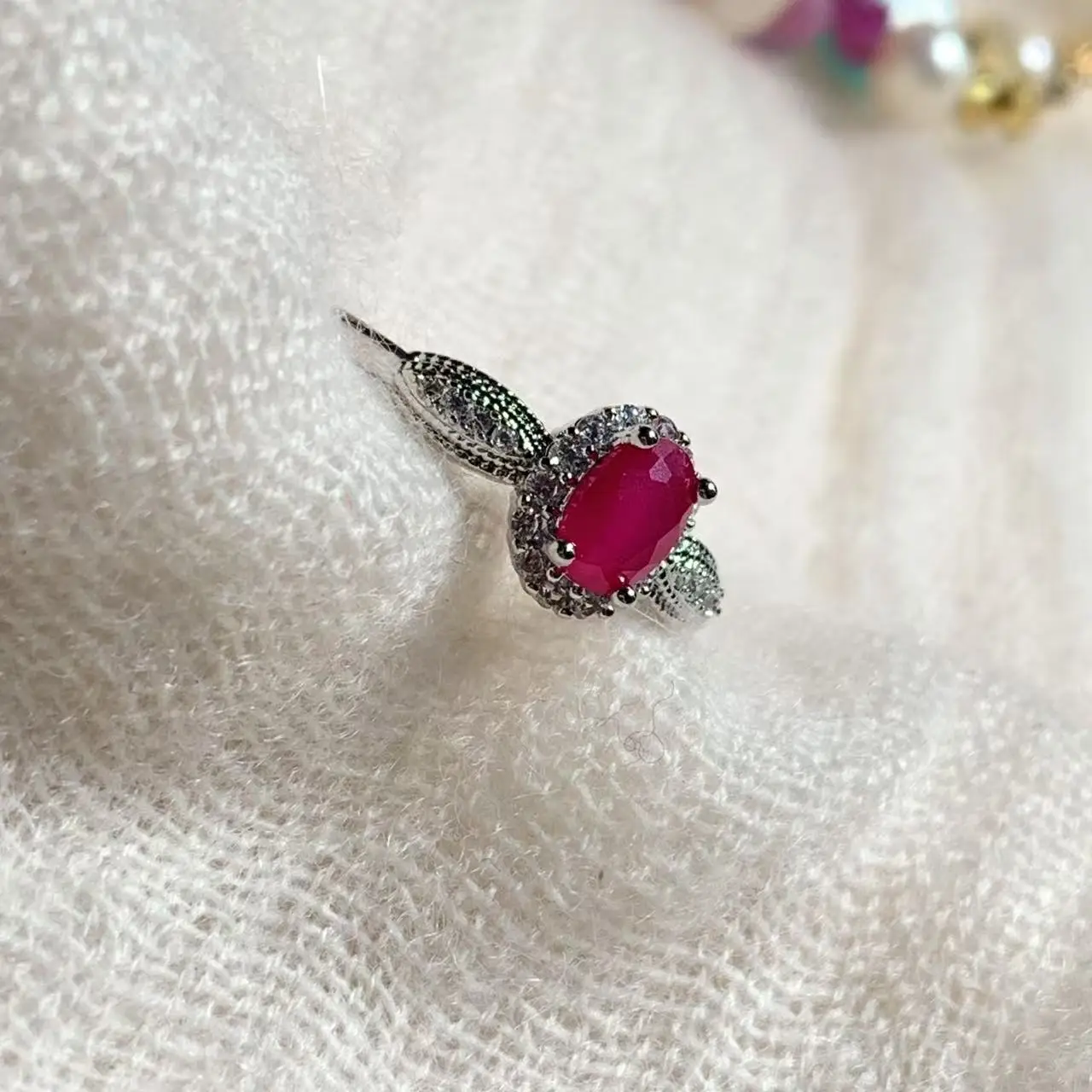 خاتم يا حجر عتيق من الياقوت الطبيعي للنساء من النحاس البيضاوي مجوهرات بسيطة راقية من الأحجار الكريمة على الطراز الكلاسيكي #5