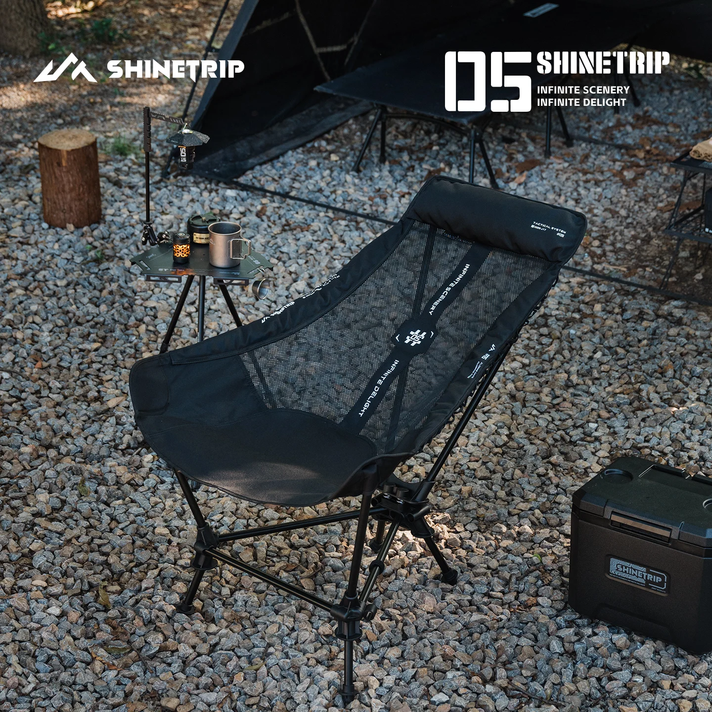 ShineTrip Outdoor Folding Chair Mesh Breathable Recliner Aluminum Alloy Comfortable Moon Chair Camping Chair Fishing Chair