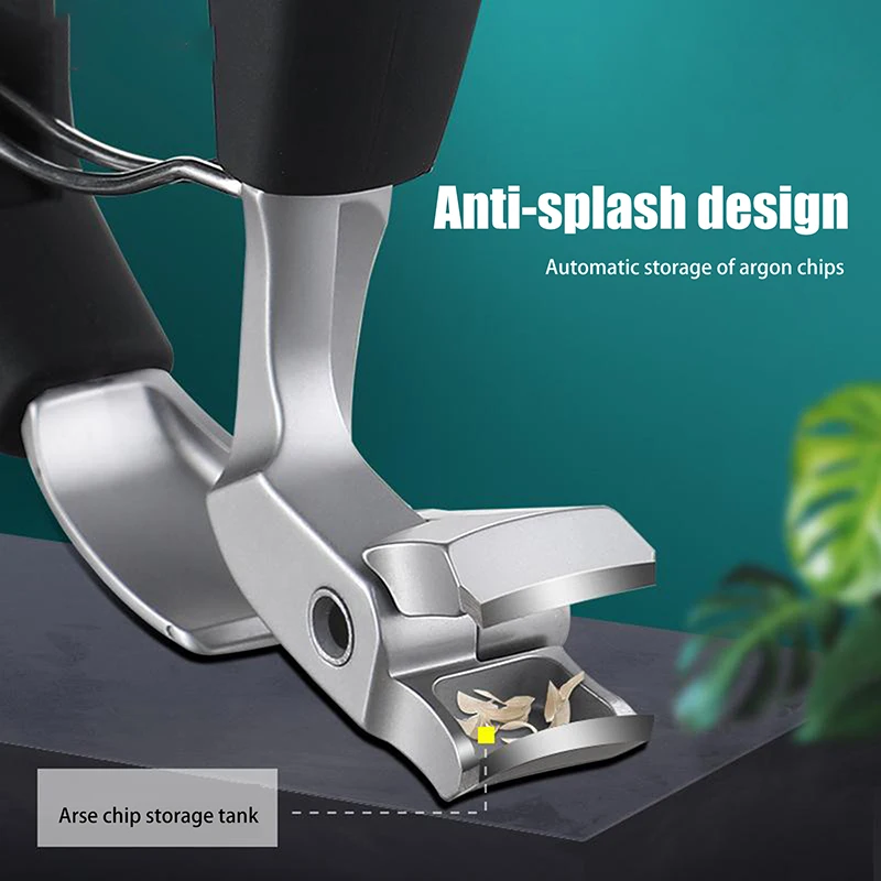 Cortador de unhas de cabeça curvada com grande abertura, tesoura de armazenamento anti-respingo para idosos, unhas grossas e resistentes