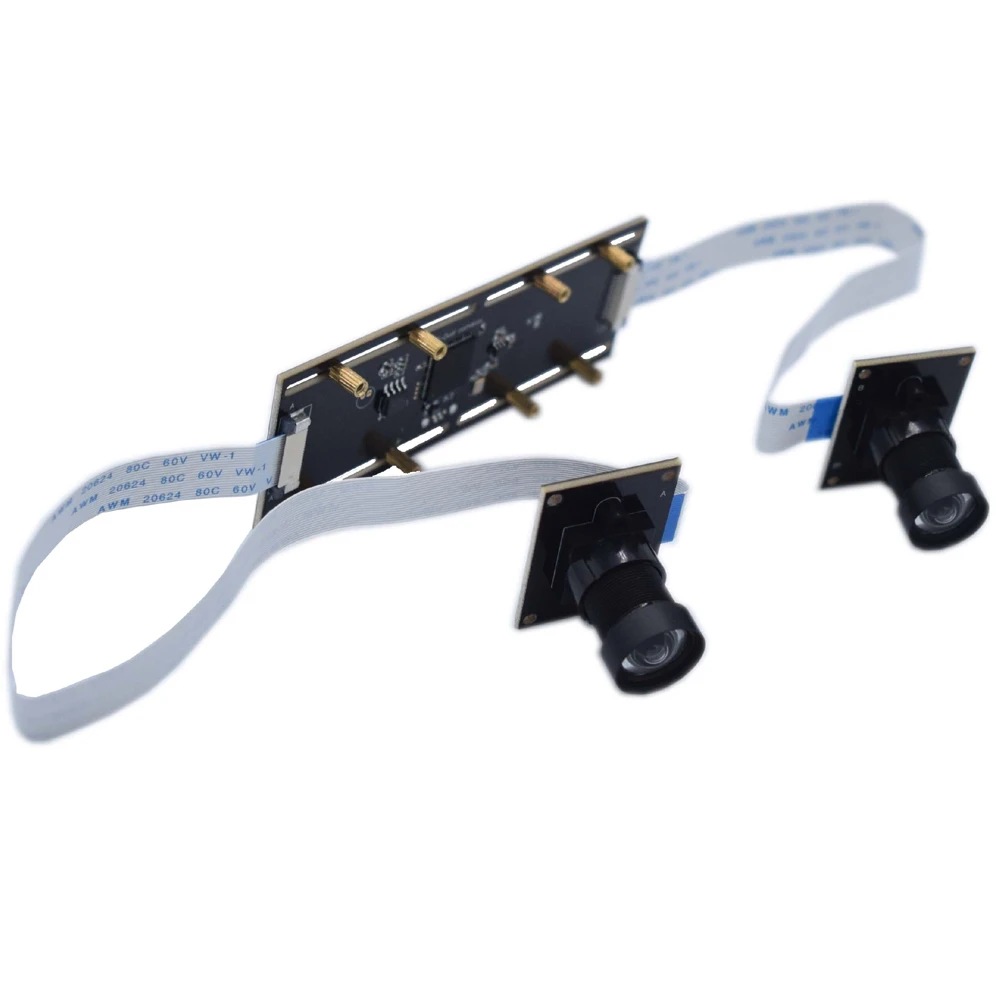 2MP 1080P Non Distortion Flexible Synchronization Stereo Webcam Dual Lens USB Camera Module for 3D VR Face Recognition