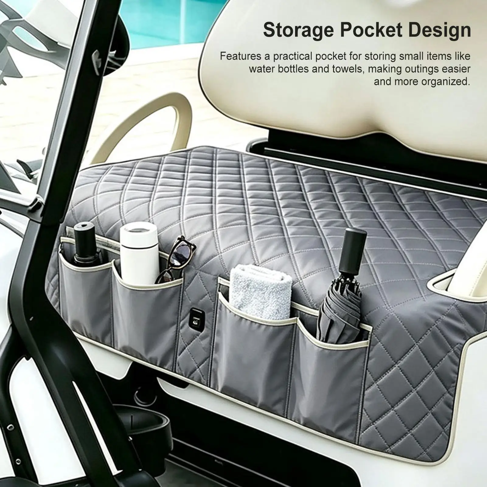 Golf Cart Seat Cover Heater Non Slip 4 Zone Heat 3 Level Adjustable Pad Golf Cart Seat Warmer Towel For Men Women Husband Pets