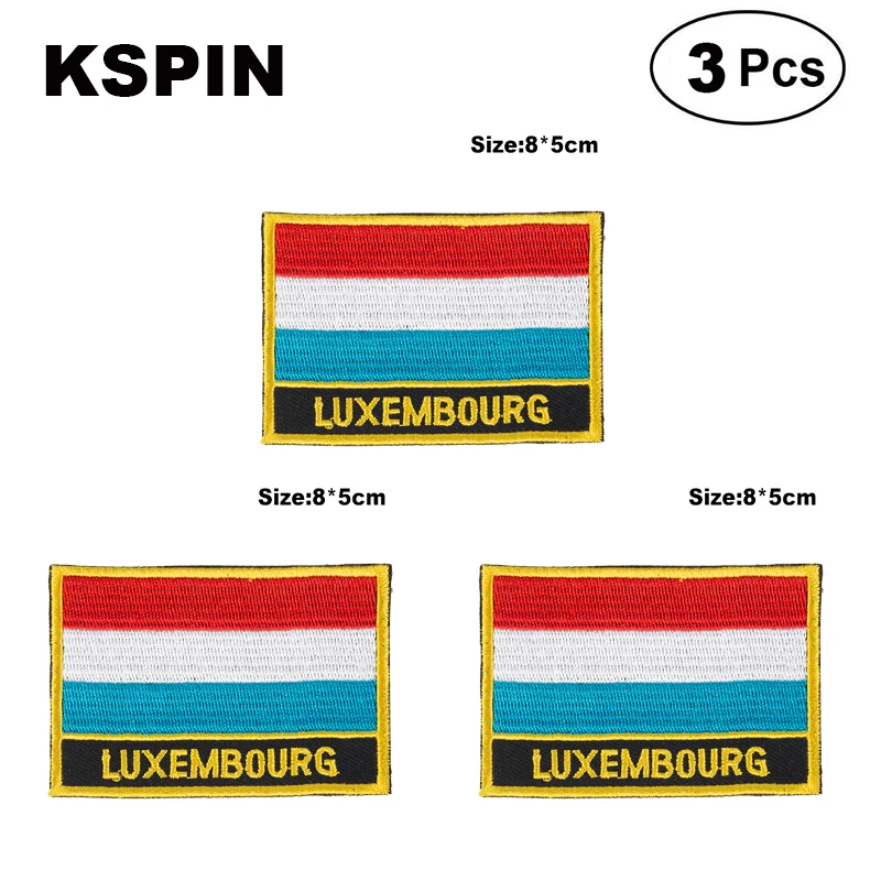 Luxembourg Rectangular Shape Flag patches embroidered flag patches national flag patches for clothing DIY Decoration