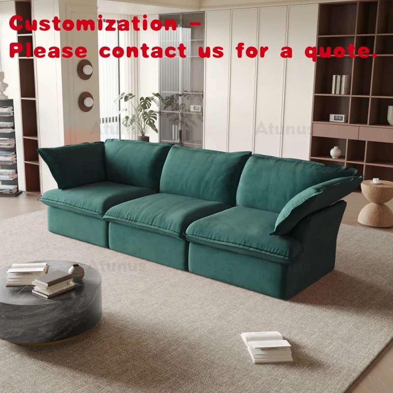 

custom.ATUNUS 3 Seater Modern Green Removable Cloth Cover Sofa Living Room Furniture Velvet Sectional Sofa Couch Set