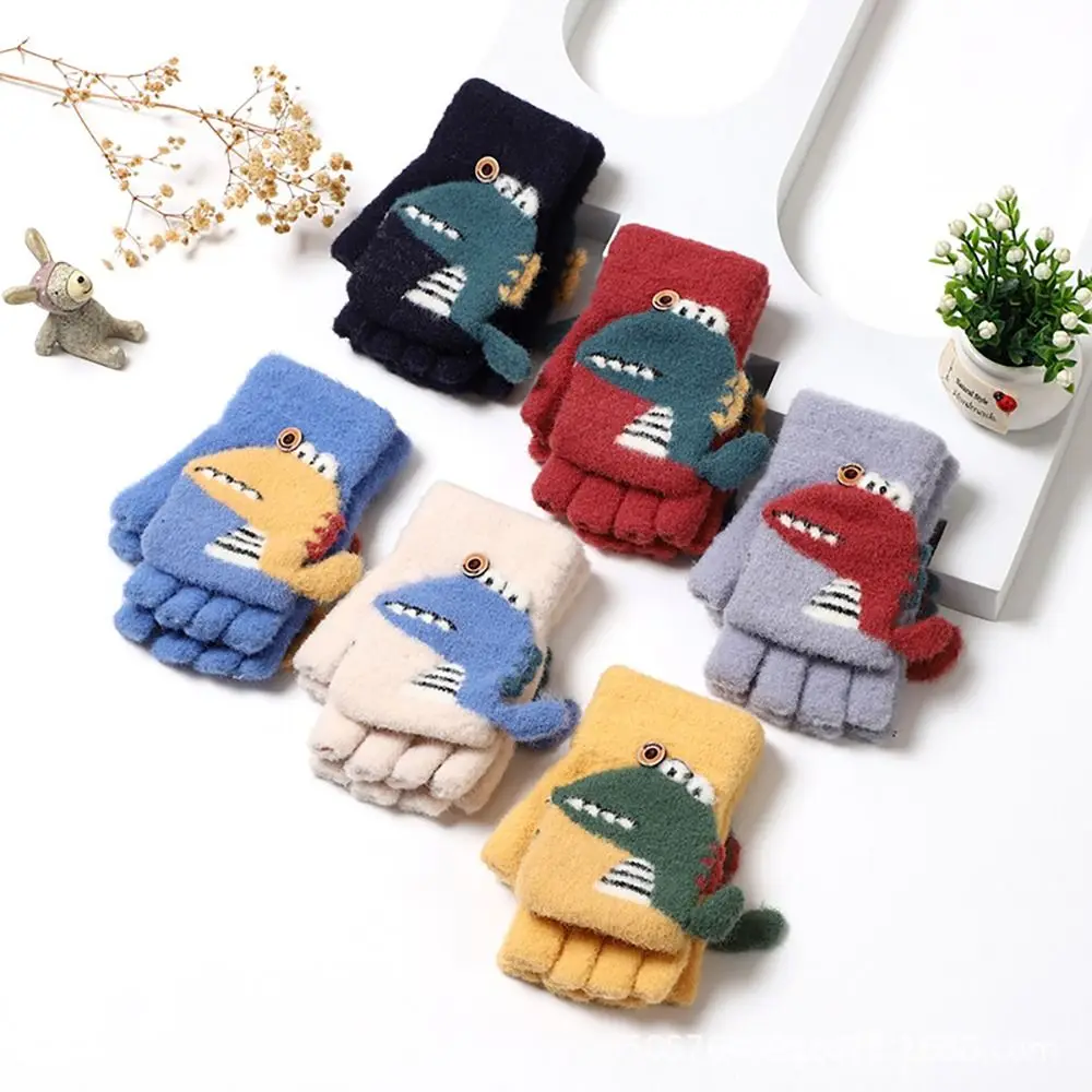 Cartoon Baby Mittens Winter Warm Kids Baby Girl Gloves Knitted Children  Mitten Winter Gloves Kids 4-8Years