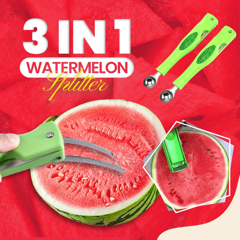 

3 IN 1 Watermelon Splitter Pulp Spoon Fruit Ball Digger Practical Stainless Steel Household Watermelon Cutting Manual Tool