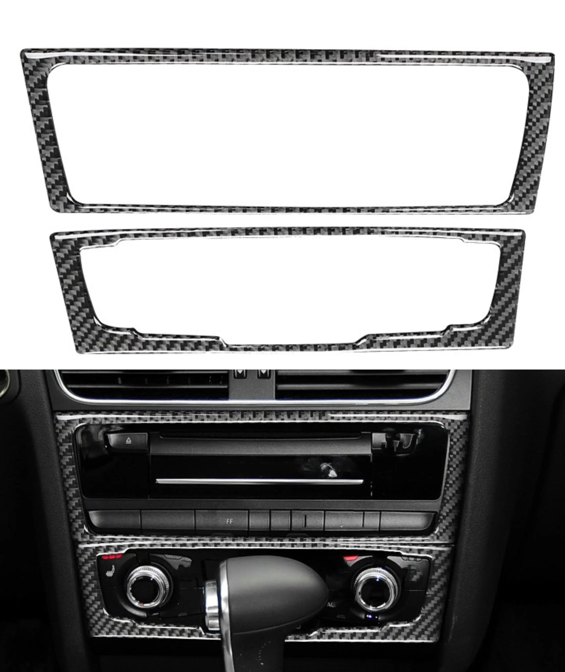 

For Audi A4 B8 A5 Q5 B7 Car Console CD Panel Trim Cover Decoration 2009 2010 2011 2012 2013 2014 2015 2016 LHD Carbon Fiber ABS