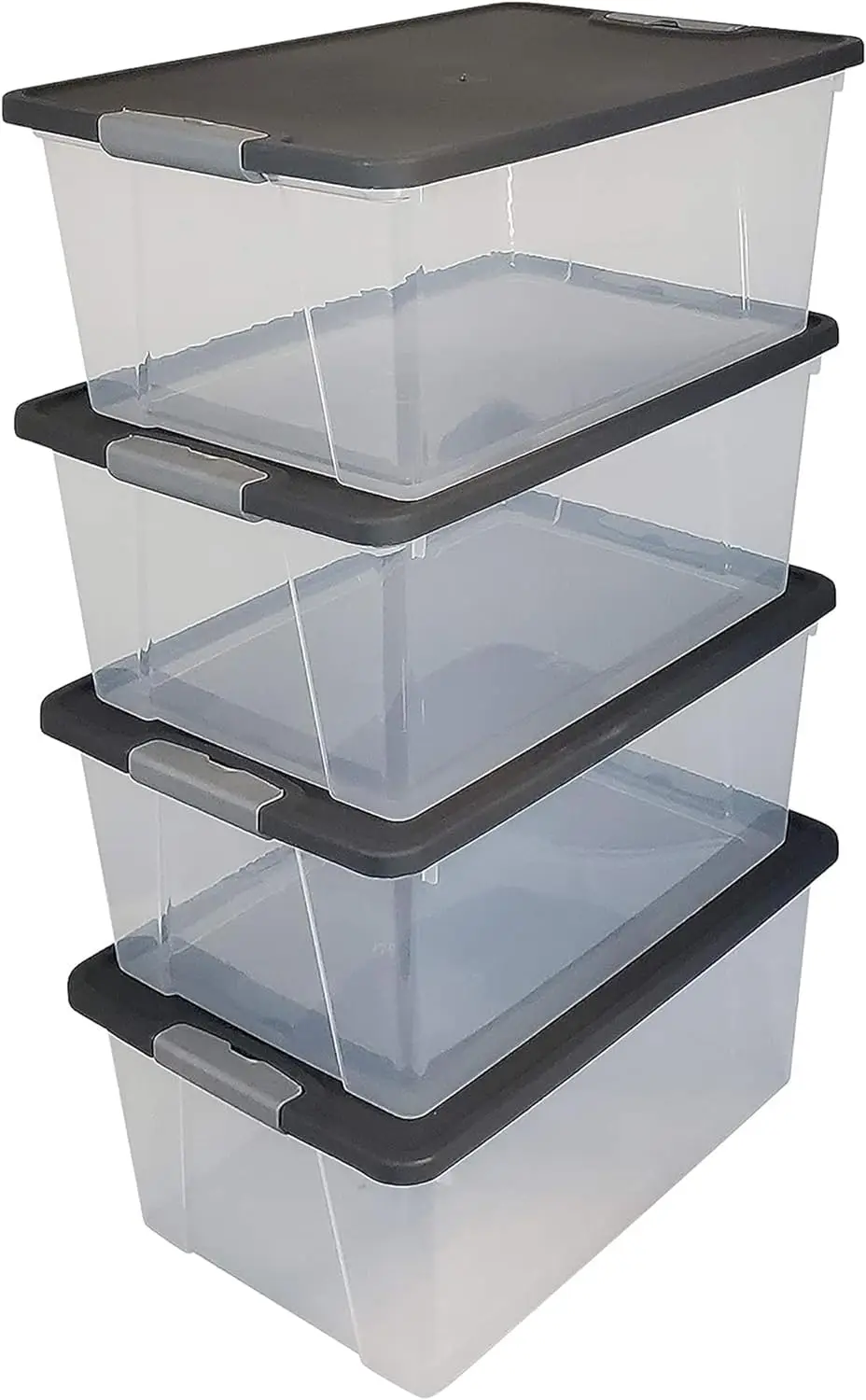 

15Quart Clear Plastic Stackable Storage Container Organizer Bin with Gray Snaplock Latching Lid for Home and Office Organization