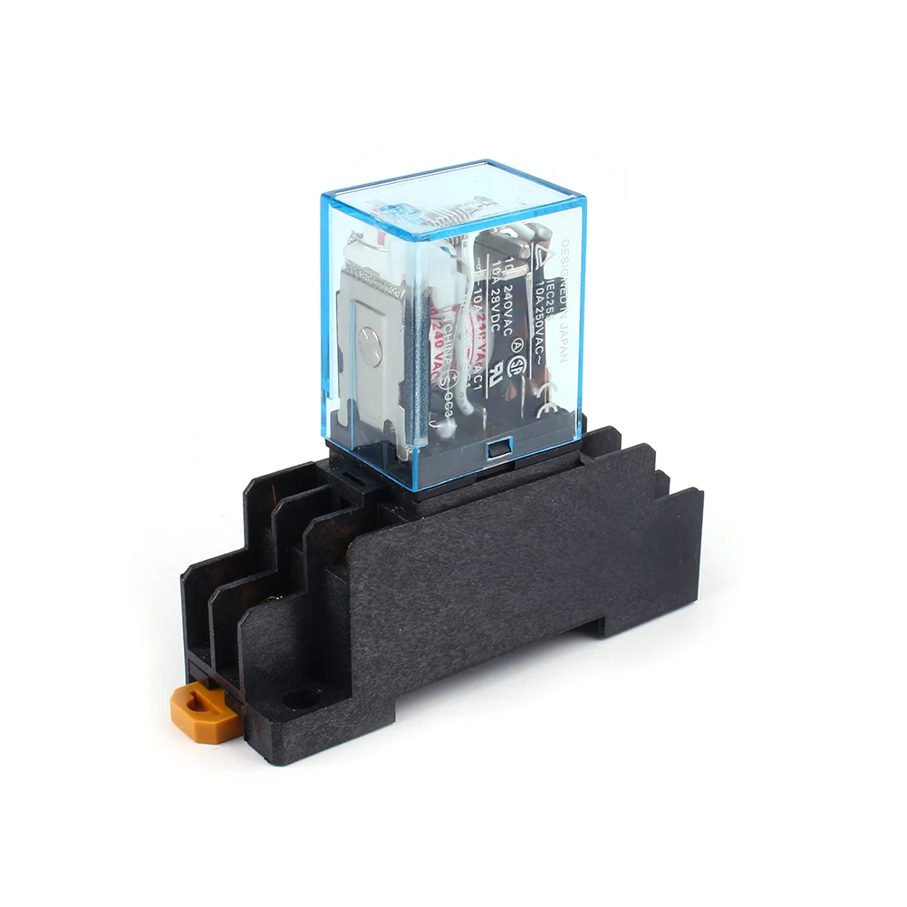 Coil Power Relay New AC 220V Coil Power Relay 10A DPDT LY2NJ HH62P HHC68A-2Z With Socket Base Small Relay with Socket Base