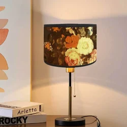 Retro kwiatowy nadrukowany bambusowy abażur w europejskim stylu lampy wiszące lampy stołowe