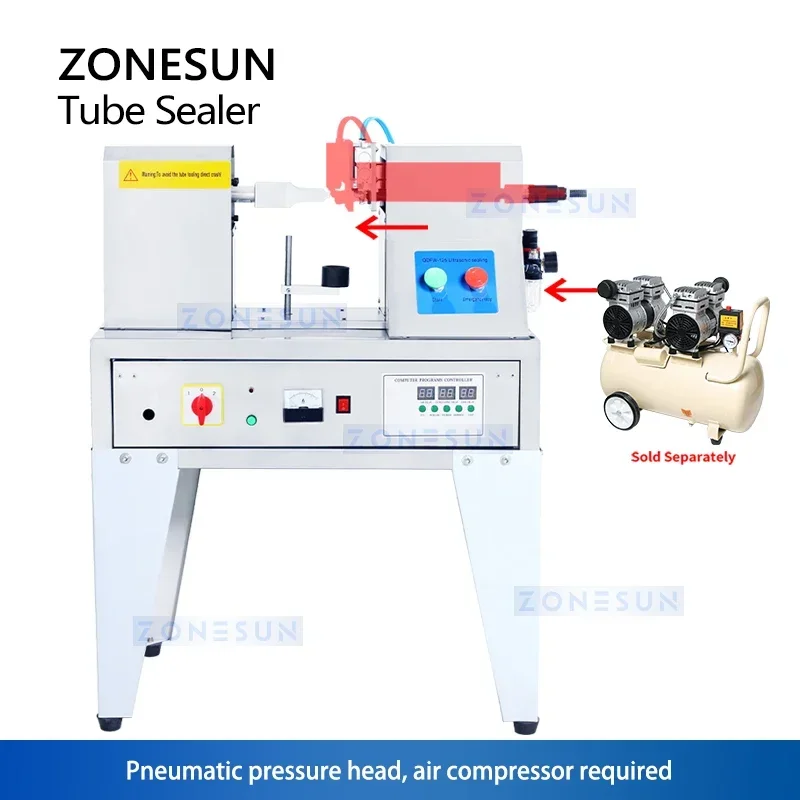 Zonesun ZS-QDFM125 Ultrasonic Plastic Tube Sealing Machine Toothpaste Facial Cleanser Soft Tube Sealer With Date Coder