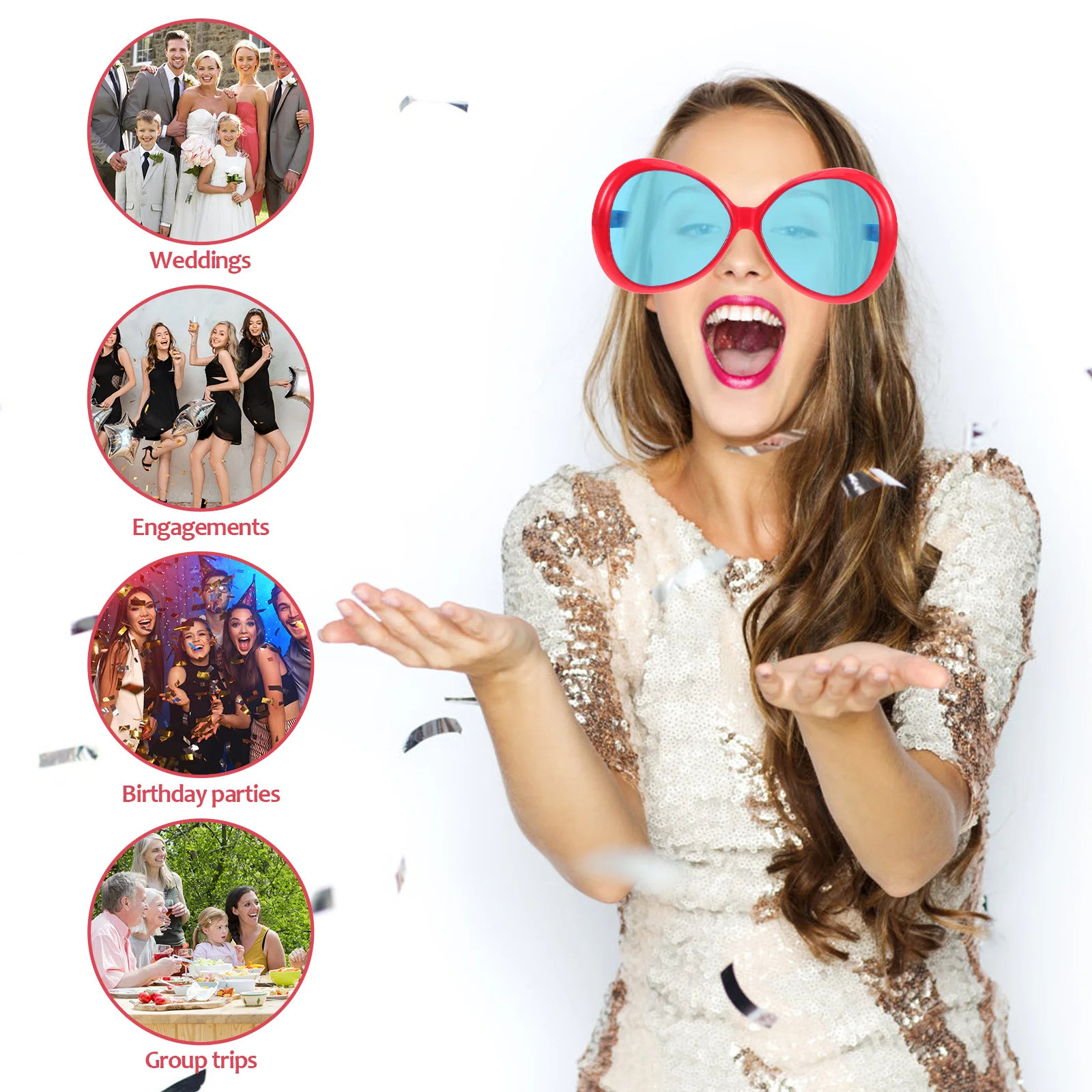 نظارات مضحكة كبيرة الحجم مقاس 10 بوصات لتزيين حفلات شاطئ هاواي، دعائم صور مبتكرة، ملحقات الحفلات #3