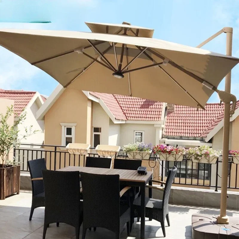 Outdoor shade, large sun umbrella, courtyard, terrace, garden, outdoor, villa