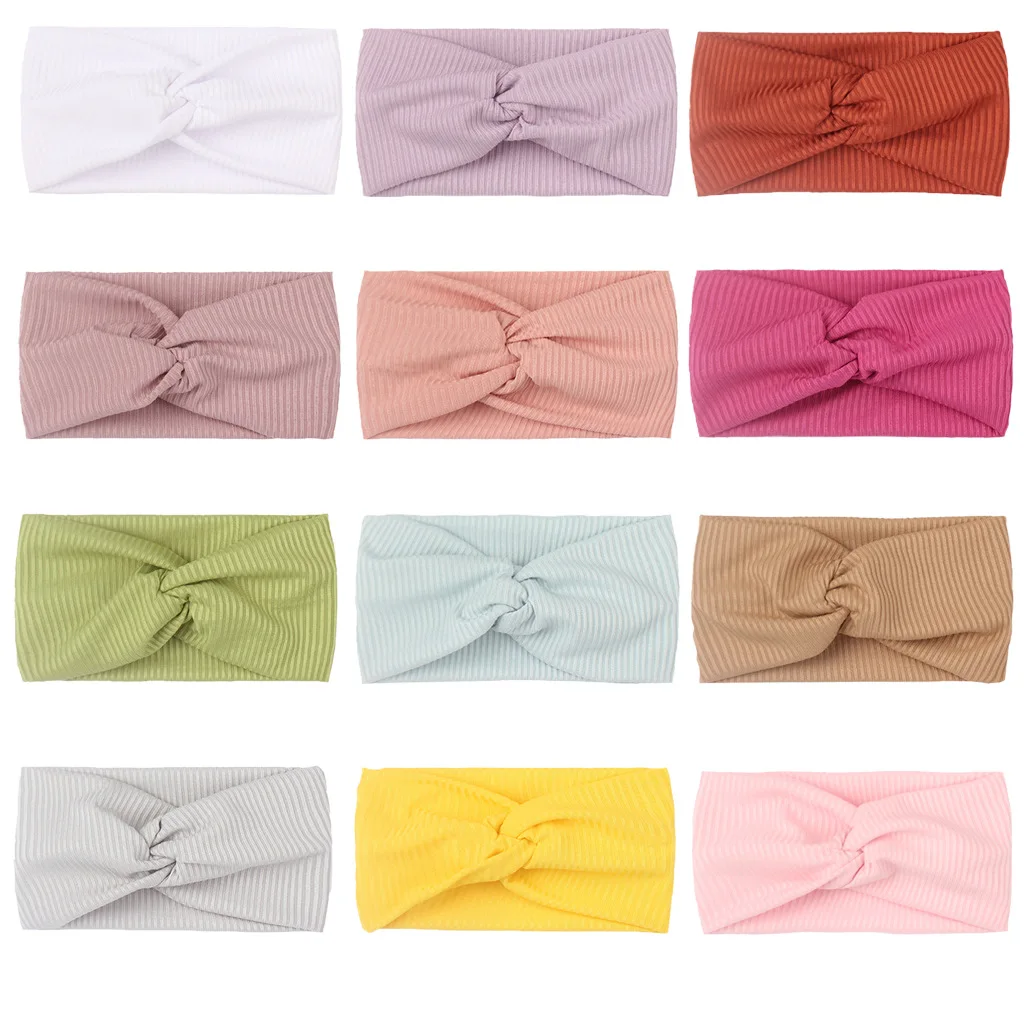 1 Set Spring Summer Mother Child Solid Baby Headband Girls Twisted Knotted Soft Elastic Baby Girl Headbands Hair Accessories