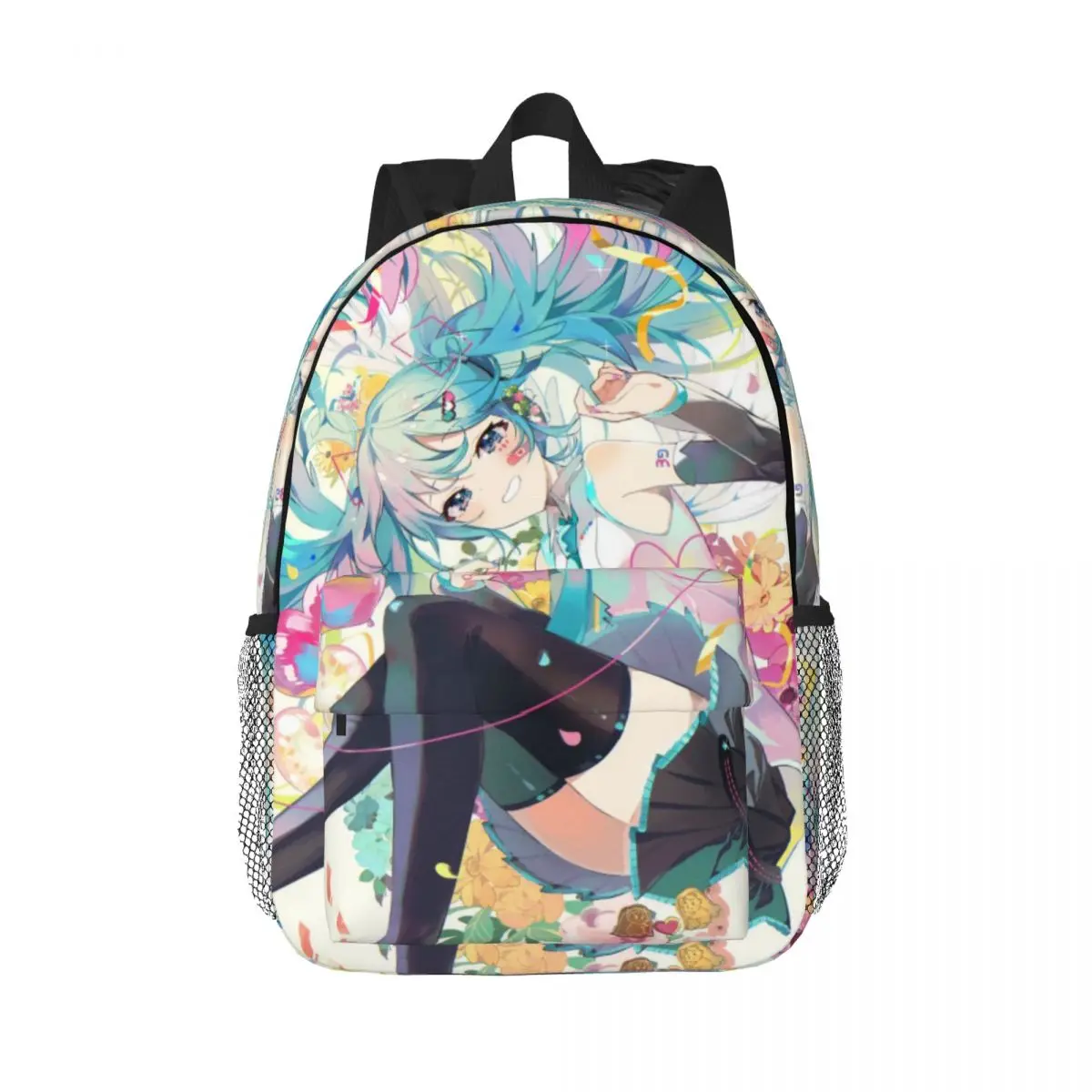 Hatsune Miku Novo padrão elegante bolsa escolar estampada mochila leve de 15 polegadas