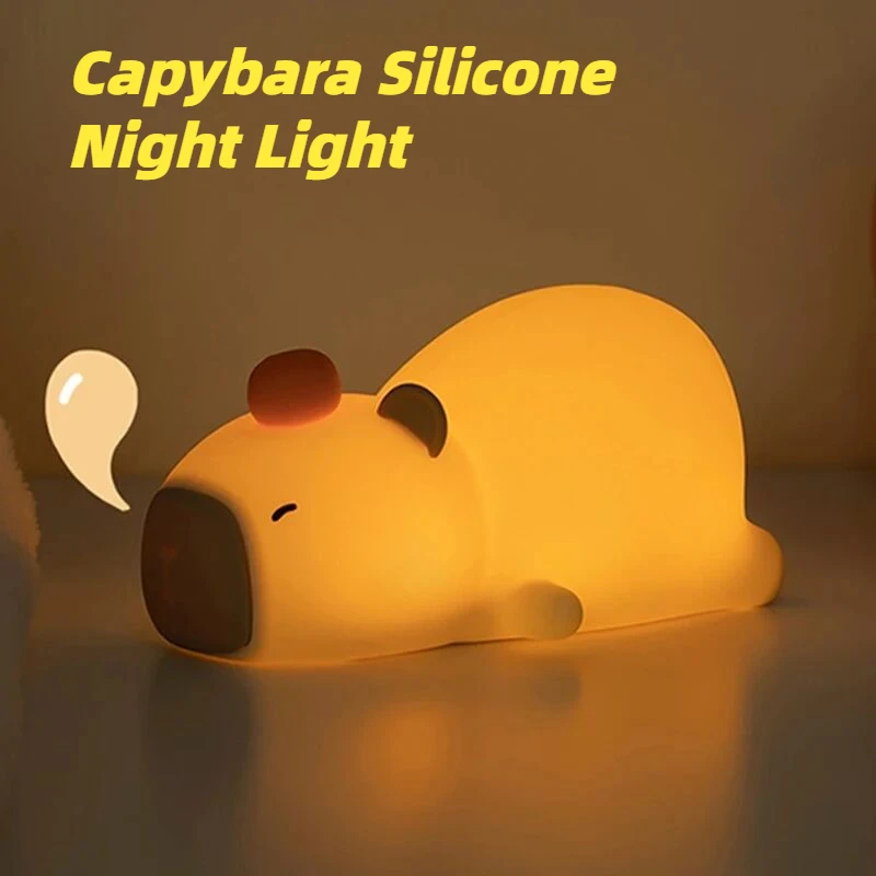 

Cute Capybara Silicone LED Night Light USB Rechargeable Dimmable Touch Switch Bedside Sleep Lamp Bedroom Decor Children Gifts