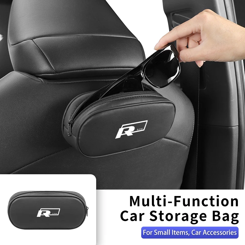 

Car Door Leather Bag Velcro-fastened Sunglasses Storage Box Accessories For Volkswagen VW Golf Polo Tiguan T5 Passat b6 Jetta