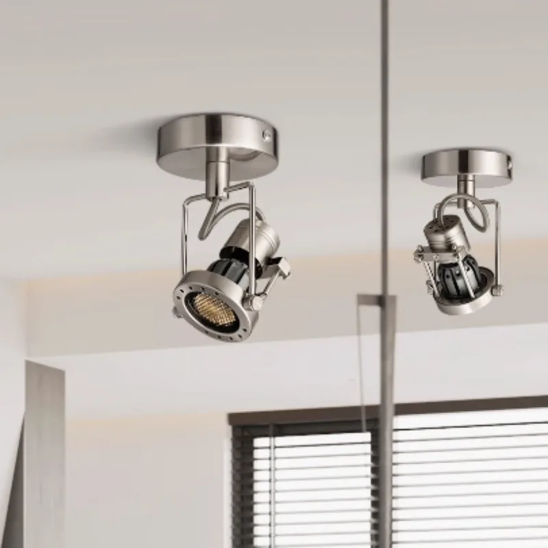 Stainless Steel LED Spotlights Industrial Style Warm Light Ceiling Lights Living Room Balcony Track Lamp Retro Lighting Lamps