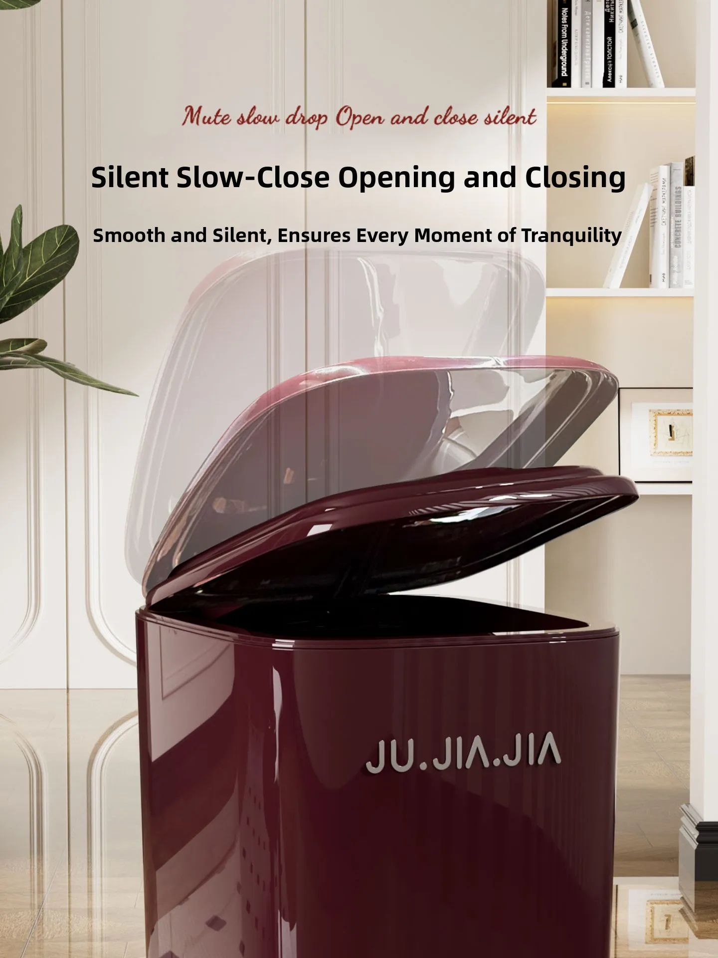 Pedal Operated Trash Can Large Capacity Covered Home Use for Kitchen Bathroom Living Room Luxury Minimalist Style Plastic Bin