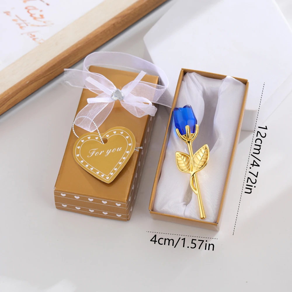 Valentines Day Gift Crystal Rose Flower With Gift Box Silver Gold Rod Rose Flower for Girlfriend Wedding Gifts for Guest Gifts