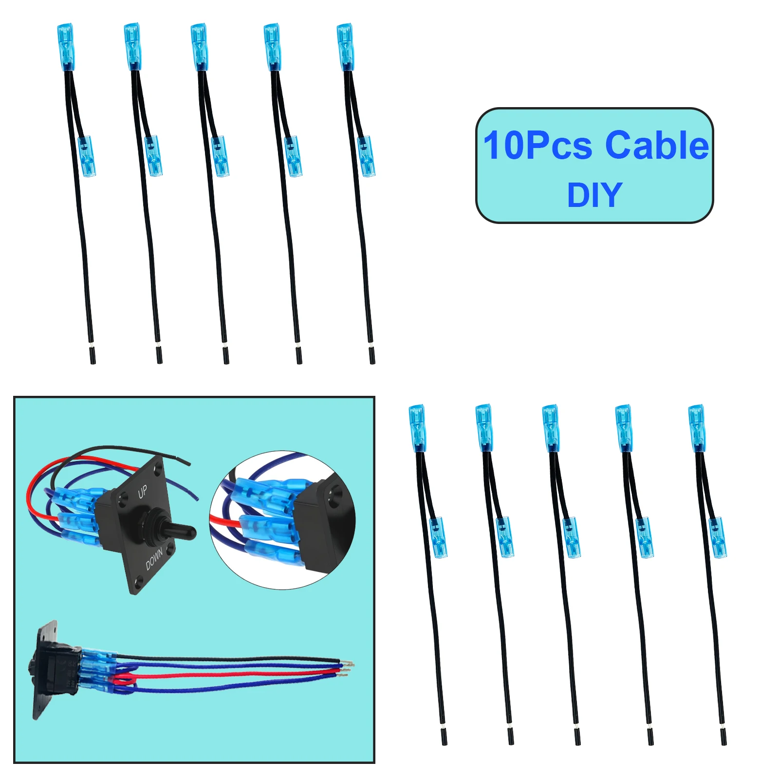 拡張版ロッカースイッチジャンパーワイヤーロッキングスプリング6.3mmピン端子、ロッカー逆極性スイッチリニアアクチュエータ用