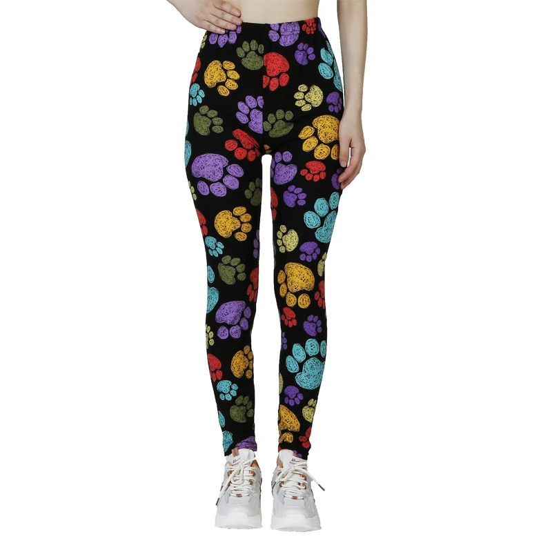 PD54 Colorful Paw Print Leggings High Elastic New Style Comfortable Casual Fashion WOMEN\'S Clothing