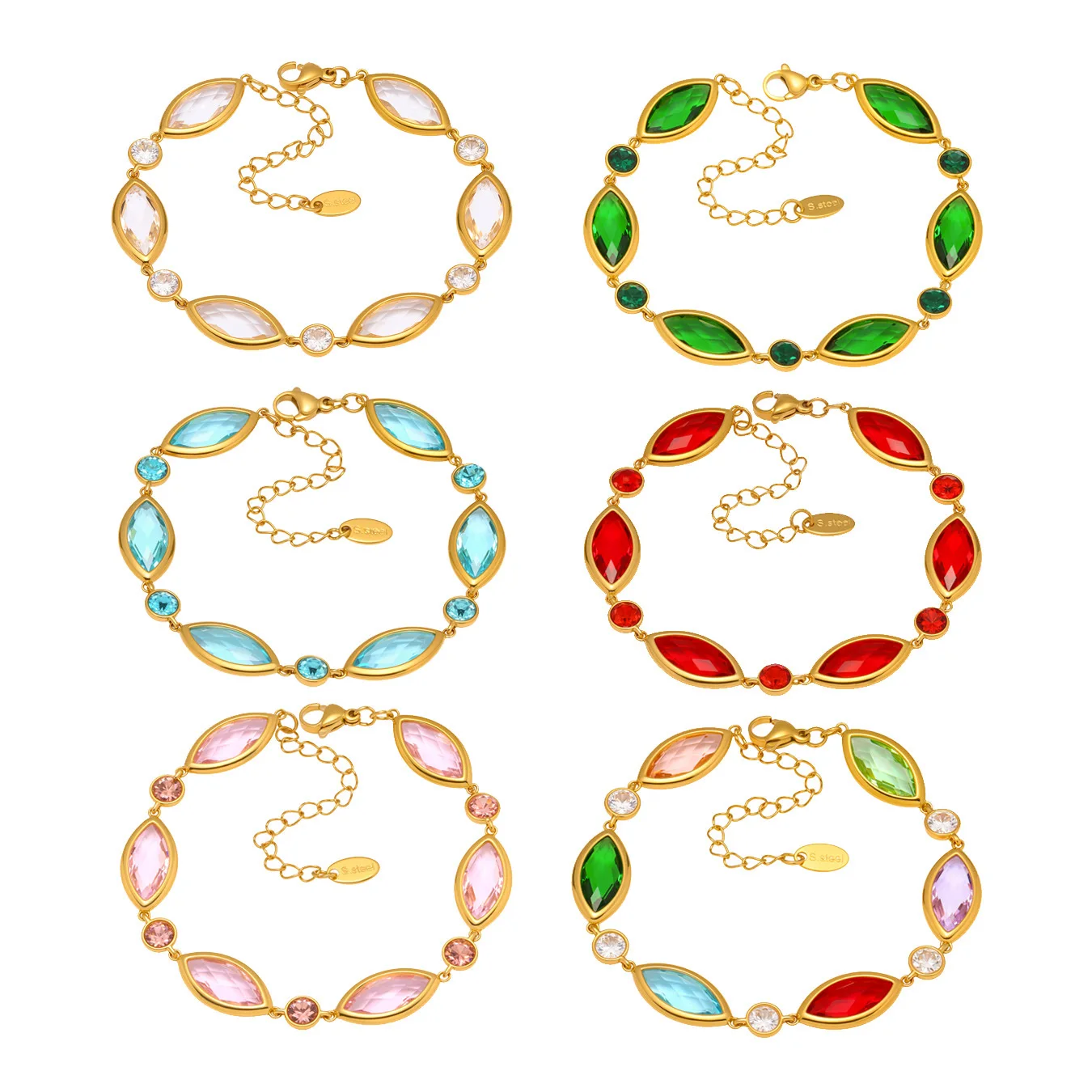 

Ourfuno Stainless Steel Delicate Glass Stone Bracelet For Women Elegant Party Wedding Bracelet Simple Fashion Jewelry Girls Gift