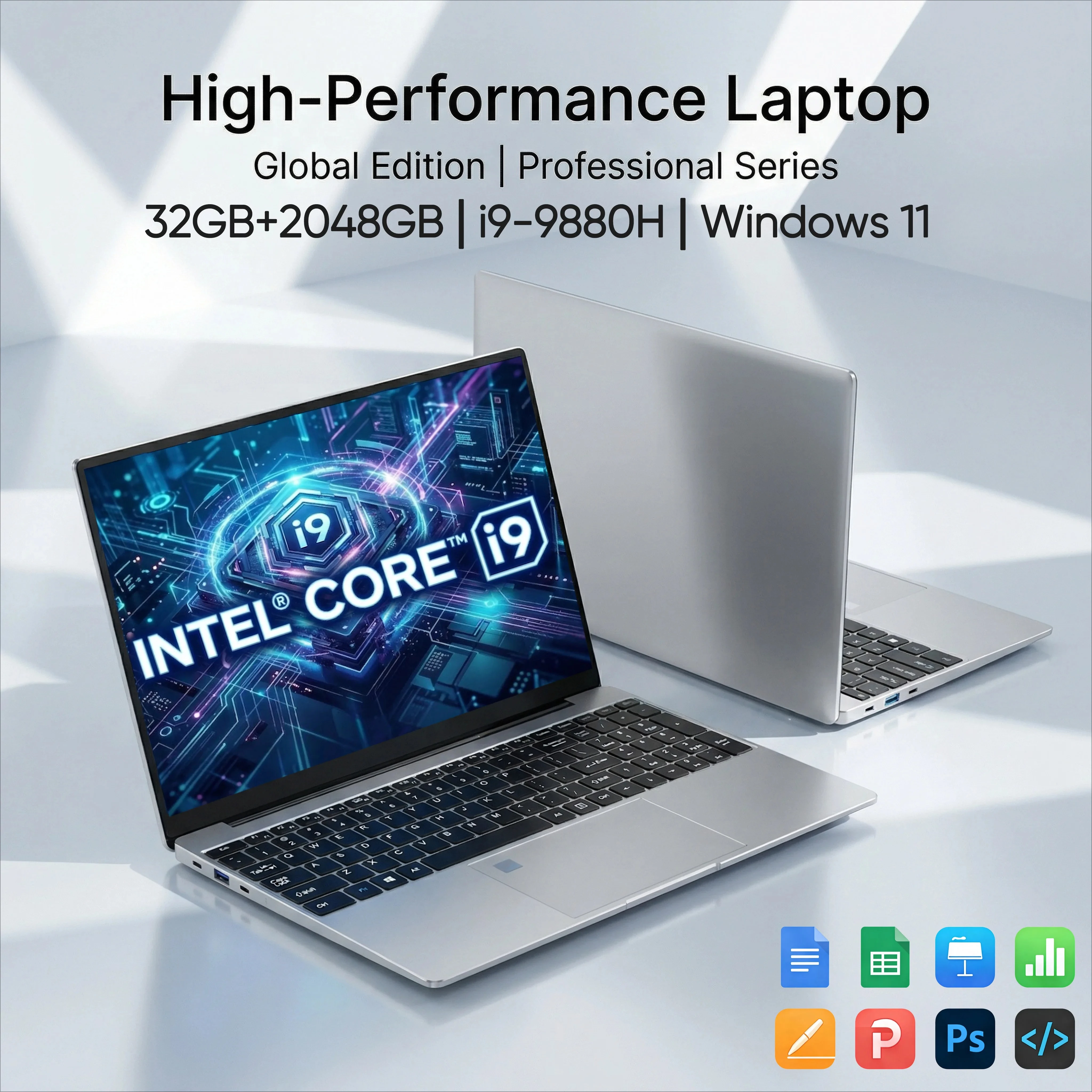 2026 New Core i9 9880H Windows 11 Laptop 32GB RAM 2TB SSD for Gaming Office Studio High-Speed Notebook 5000mAh