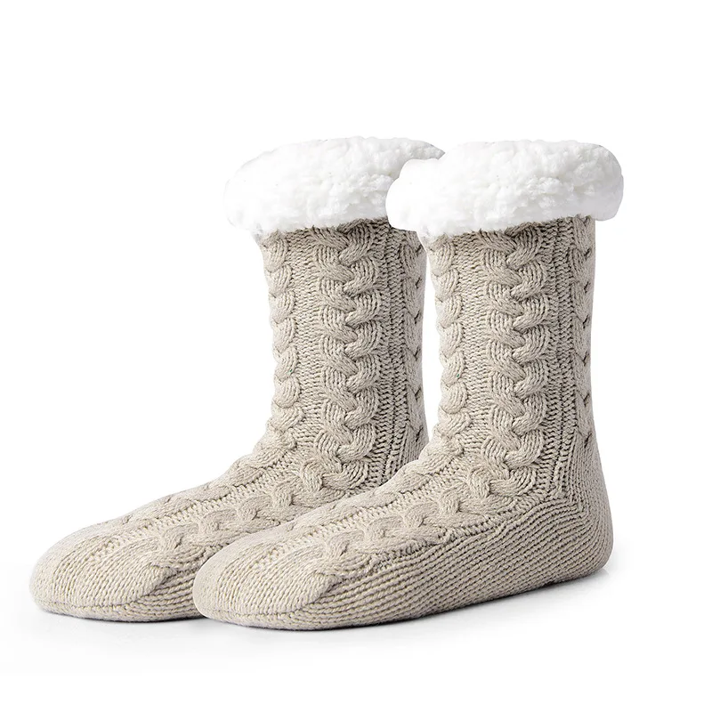 Winter Fuzzy Thermische Sok Pluche Grip Hennep Winter Zachte Vrouwen Thuis Warme Slaapkamer Siliconen Anti-Slip Dikke Slipper Vloer Sokken