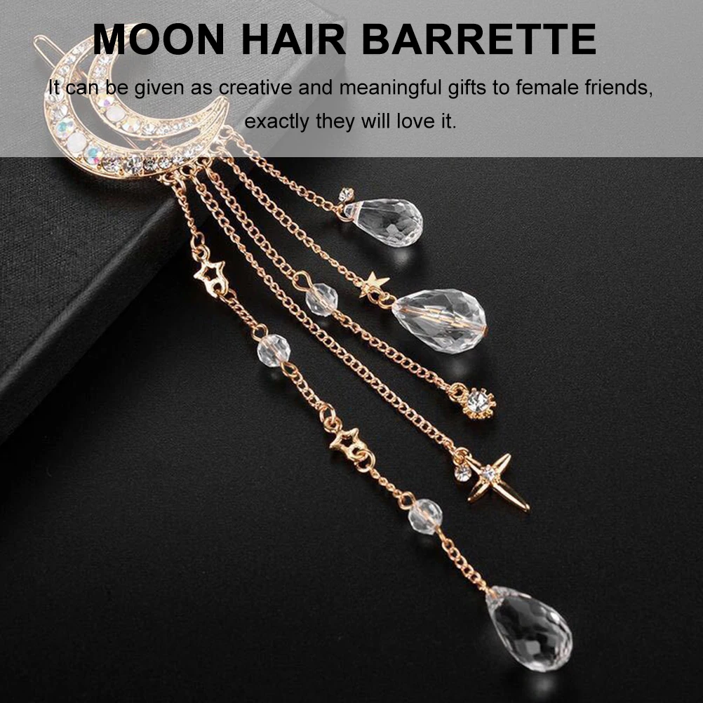 

2pcs Barrette Rhinestone Tassel Hairpin for Women Kids Party Accessories Zinc Alloy Durable Shiny Thick Hair Clip