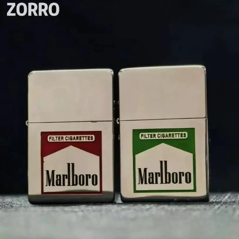 ZORRO Second-generation Nickel Silver 917 Painted Marlboro Kerosiene Lighter Triangle Chain Flat Head Lighter Men's Holiday Gift