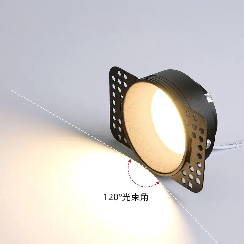 No frame down light embedded pole in the living room, bedroom anti-glare ceiling COB fine hole light large Angle spot light