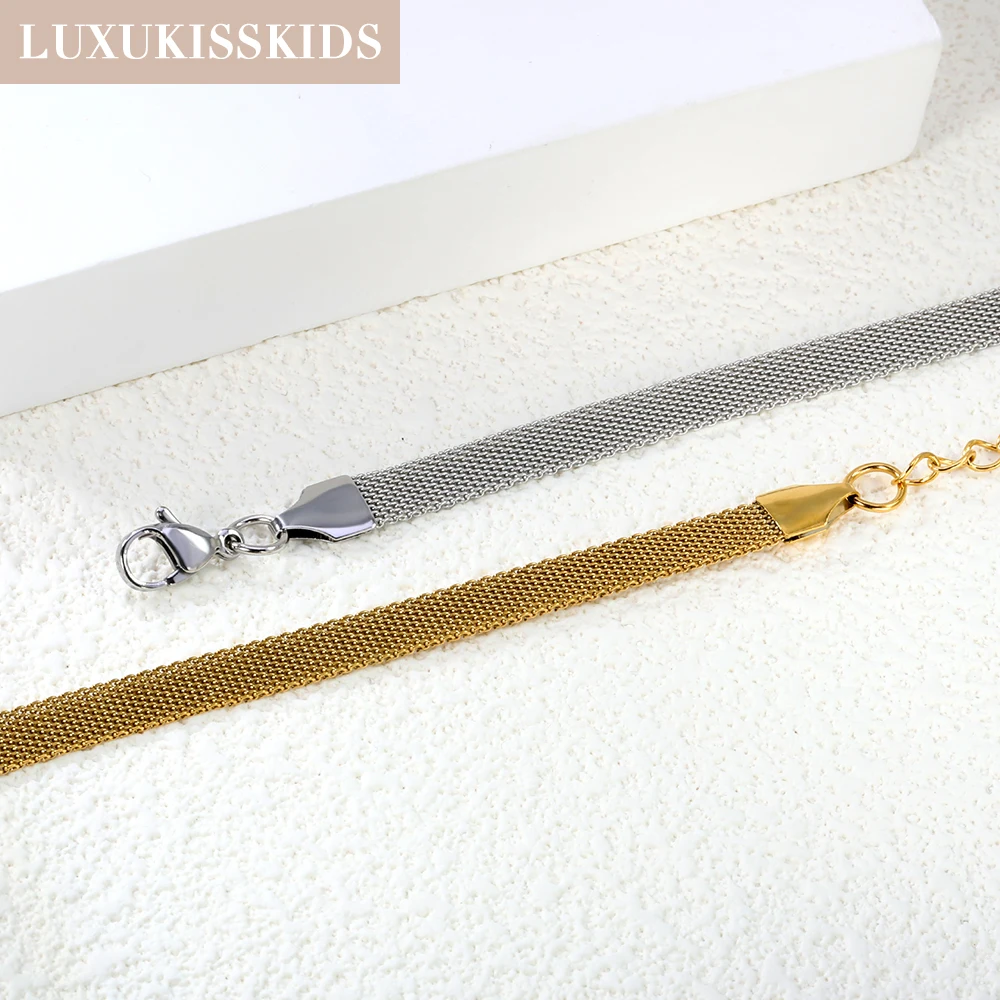 LUXUKISSKIDS Square/Round Snake Chains Wrist Jewelry for Woman Mens Gifts Simple Solid Titanium Steel Bracelet Wholesale Direct