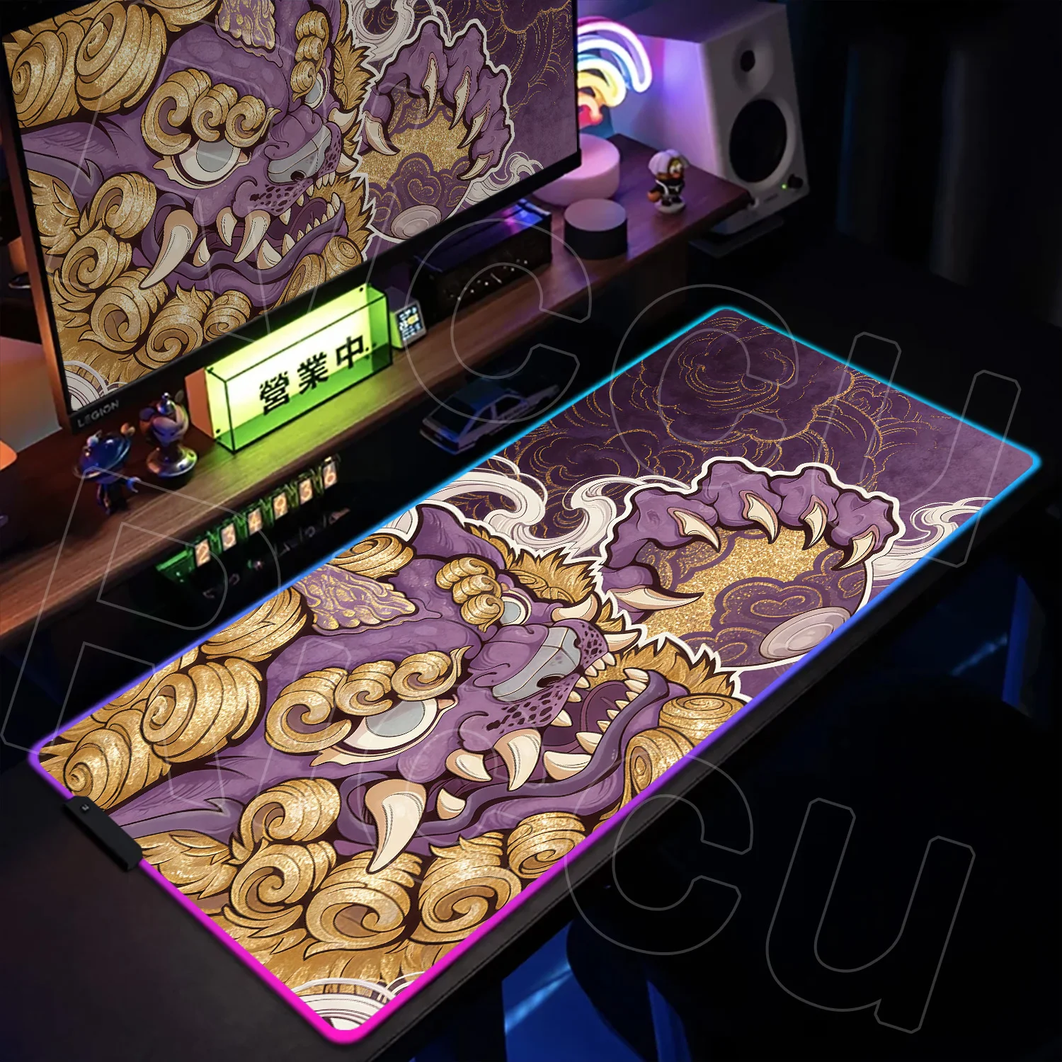 

RGB XXL Lion dance Mouse Pad Gamer FPS anime HD Rug Gaming Mouse Mat Desk Mats Soft Natural Rubber Laptop Office LED Mouse Pads