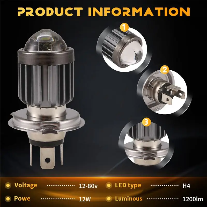 HOT-H4 LED Spotlight Small Light Bulb LED Motorcycle Modified Headlight Integrated Two-Color Headlight Accessories,H4 LED Spotli