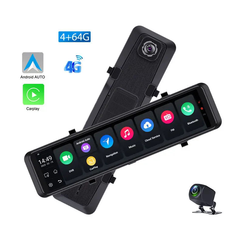 

Android10.0 12Inch Car RearView Mirror Stream Media Dual Lens 1080P Camera ADAS DVR Dash 4G Wifi GPS Navigator