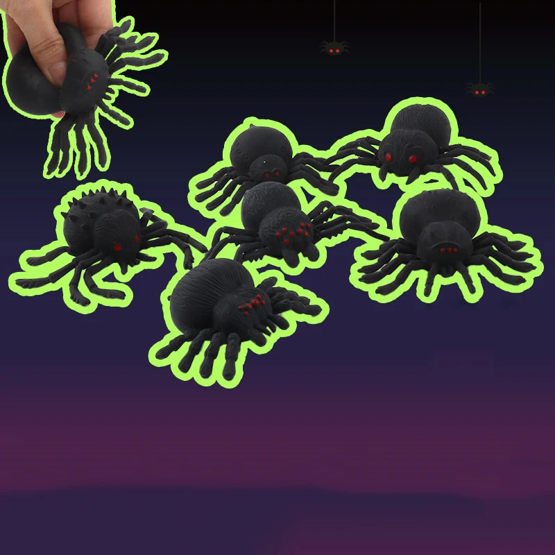 Novelty Creative Black Spider Squeeze Toy Horror Scary Spider Anti Stress Ball Decompression Toys For Kids Adult Halloween Gift