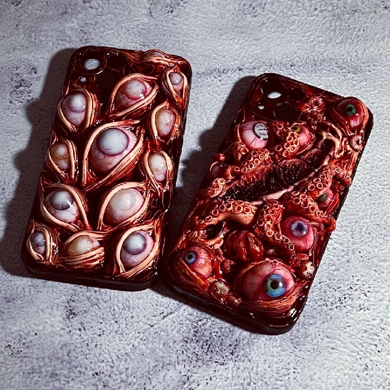 4126Original 3D Handmade Mobile Phone Case Cthulhu Eyes Horror Tentacles Bloody Wound Gothic Style Mobile Phone Case Custom Gift