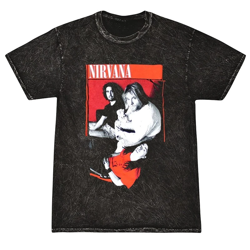 

Hot NIRVANA Retro Distressed Washed Vintage Shirt 2026 Men's and Women's American Retro Washed High-end Luxury Y2k Top