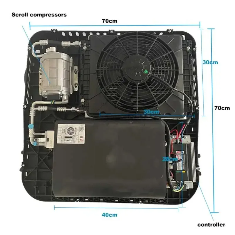 الكل في واحد على السطح بطارية السيارة الكهربائية السيارات شاحنة تكييف الهواء 12 فولت مكيف الهواء لشاحنة سيارة Motohome #6