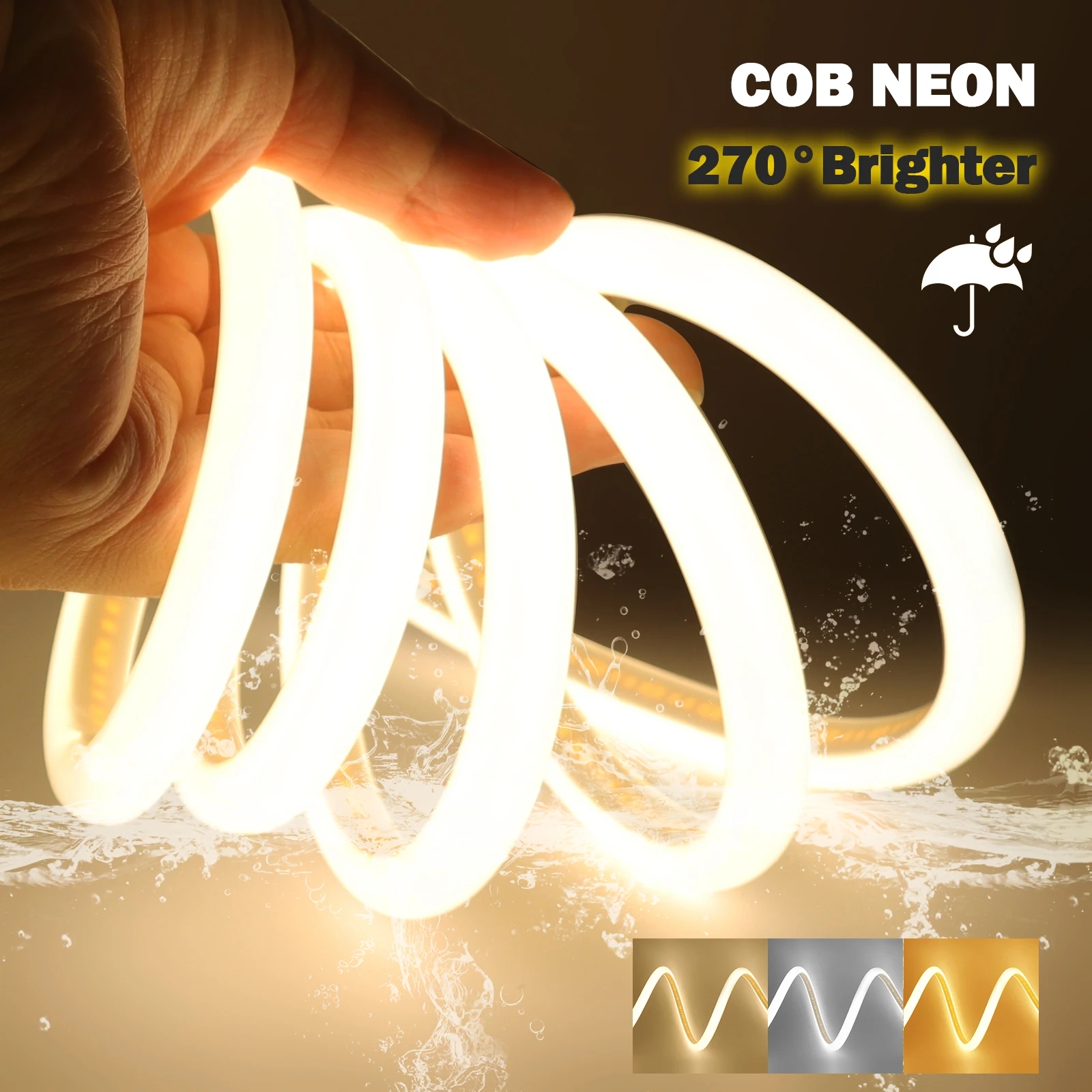 AC 220V COB Strip 288Leds/M IP65 Waterproof Home Decor 270 Degree Light Milky White Flexible Ribbon Rope Tape LED Neon Light