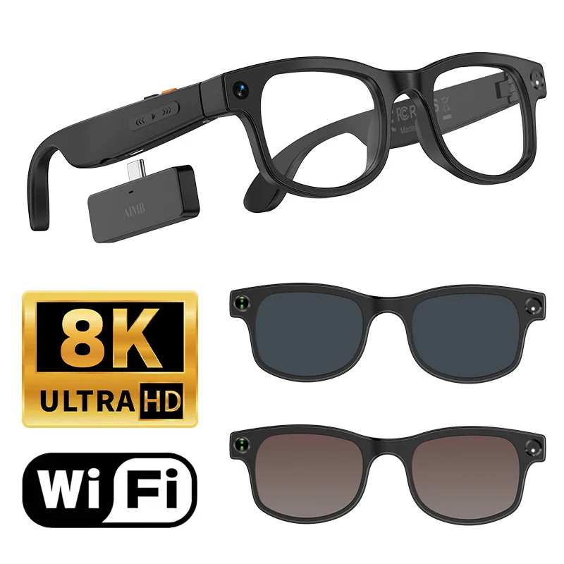 Smart AI Glasses 800W HD 8K Shooting Camera Photo Video Voice Call Translation Bluetooth AI Motorcycle Glasses NEW