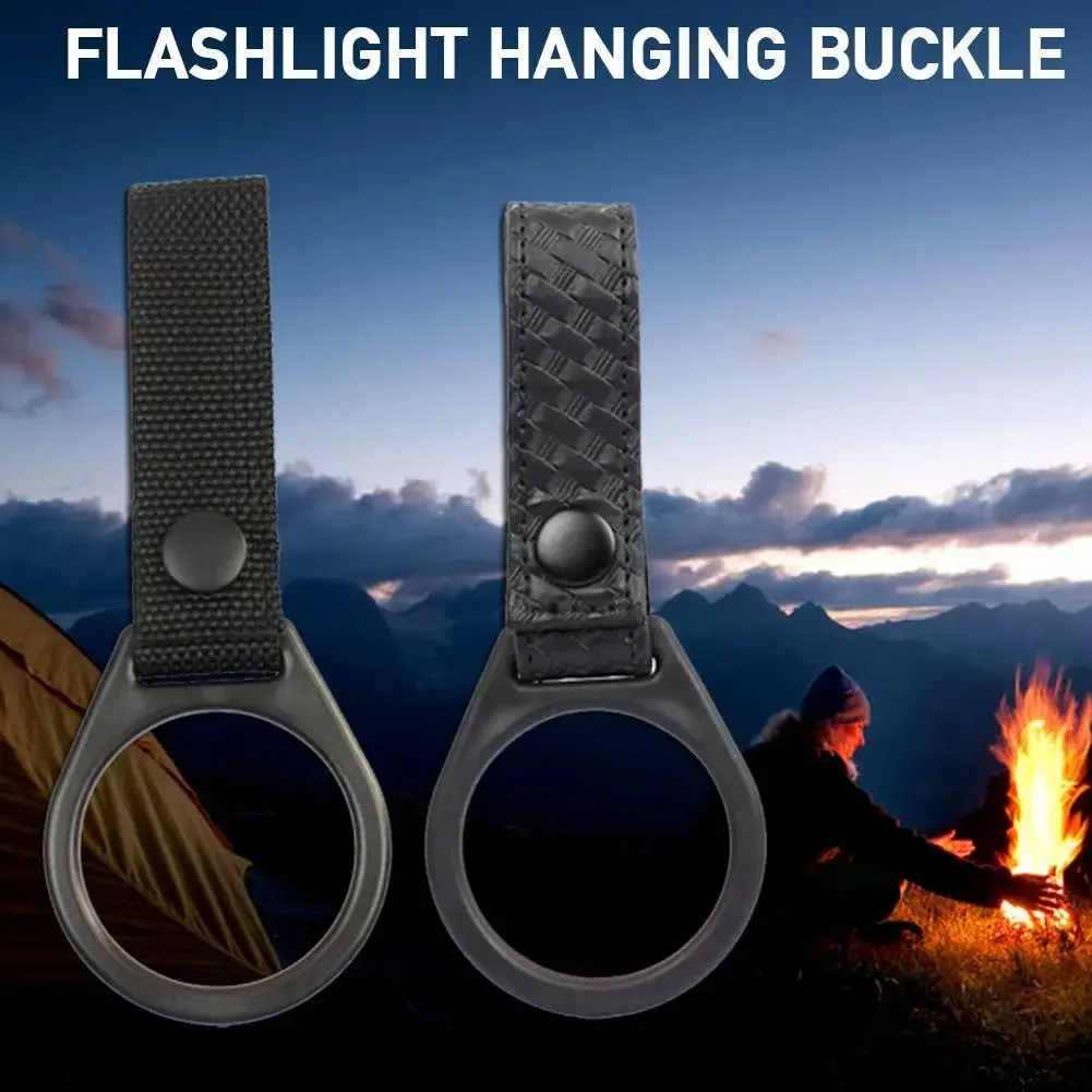 Durable Slide-On Duty Belt Ring Holder for Maglite C Cell Metal Flashlight - Black Webbing for Hunting