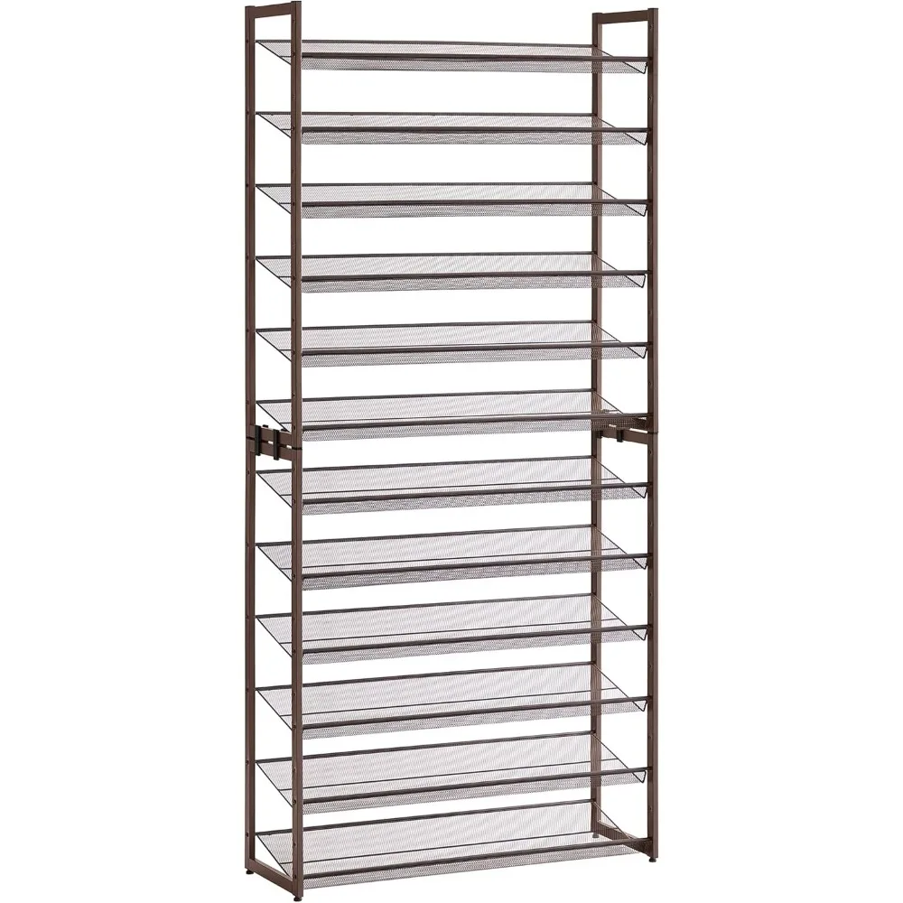 

Shoe Rack, 12-Tier Metal Shoe Storage Organizer for Closet, Entryway, Garage, Set of 2 6-Tier Stackable Shoe Shelf